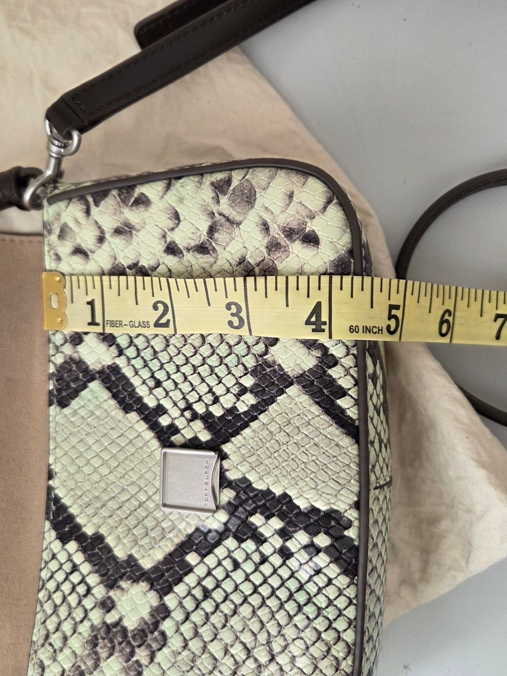 Tory Burch Snake-Print Leather Shoulder Bag Crossbody - Picture 9 of 11